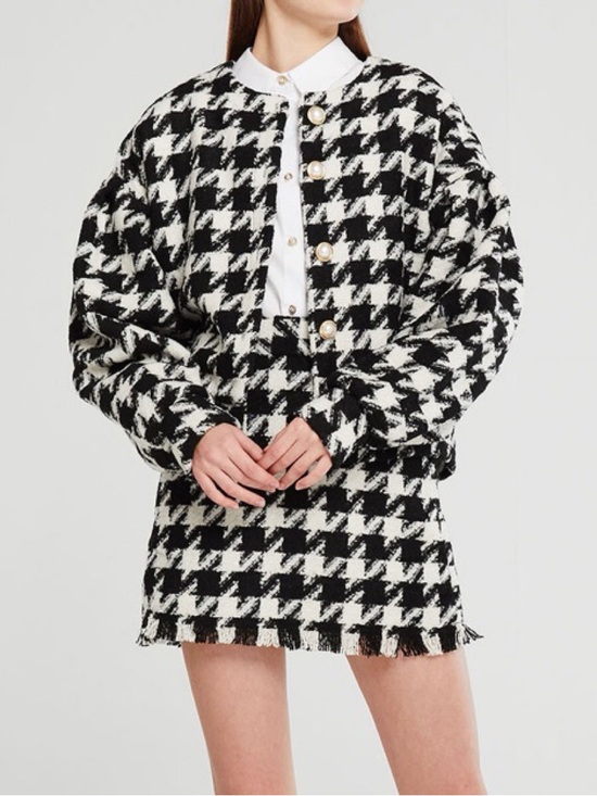Dresses & Skirts - Black and white houndstooth girly jacket + skirt set